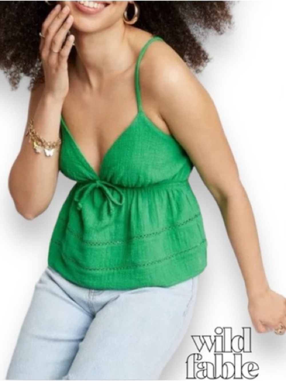 Wild Fable Bright Green Spaghetti Strap Triangle Cami